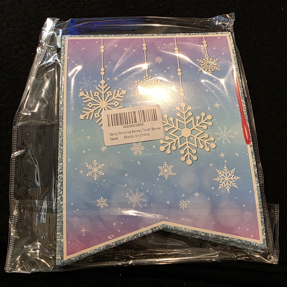 Merry Christmas Snowflake Banner with Blue and Purple Gradient